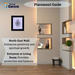 HOME GENIE Cadre d'art mural mandala Hamsa Symbole spirituel pour la protection et la positivité Diwali et les occasions de mariage sans verre - Product Image 3