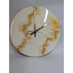 Resin <b>wall</b> <b>clock</b> with round shape and modern sculpture look perfect for contemporary art decor styling - Product Image 3