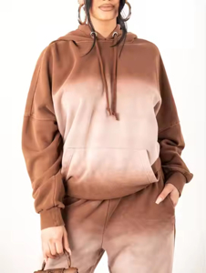 Sweat à capuche en polaire délavé à l'acide, design optimal, OEM, manches longues pour femmes, léger, couleur unie, respirant, col à capuche - Product Image 4