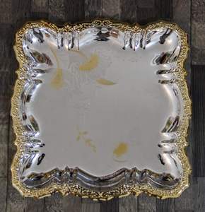 Bandeja de Servicio de Latón y Acero Inoxidable, Utensilios de Cocina, Bandeja Decorativa para Mesa de Hogar y Hotel - Product Image 2