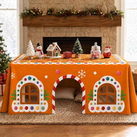 Nappe de Noël en polyester motif maison de pain d'épices, plusieurs styles, pour décorations de table de fête et de dîner