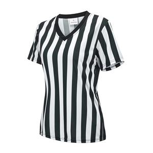 Camisa de árbitro de fútbol profesional para mujer, con cuello en V uniforme de fútbol, ropa de árbitro, camisa grande de manga corta para correr en blanco y negro - Product Image 6