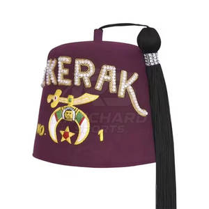 Chapeau Fez avec broderie maçonnique pour les cérémonies, chapeau Fez maçonnique de qualité supérieure, chapeau Fez Shriner brodé, chapeau Fez Shriner traditionnel - Product Image 2