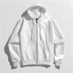 Sweat à capuche en coton blanc vierge 2 fermetures éclair 260GSM pull en polaire léger avec options de marque privée OEM/ODM impression personnalisée - Product Image 4