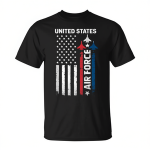 T-shirt con bandiera americana dell'Aeronautica Militare degli Stati Uniti per il 4 luglio, maglietta promozionale patriottica - Product Image 2