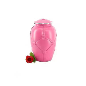 Urnas funerarias duraderas Suministros funerarios chapados en cuero Rosa neón Precio de fábrica Cremación Urna funeraria de metal cinerario humano - Product Image 1