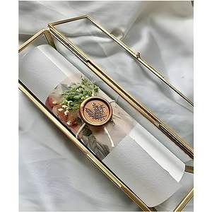 Newly Hot Selling Metal Frame Clear Glass Invitation <b>Card</b> <b>Box</b> Holder Gold Finished Rectangular Shaped for <b>Gift</b> Products - Product Image 2