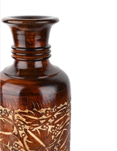 <b>Tall</b> and Heavy Solid Wood Hand Carved Vase for Home and Office Rustic Long Wooden <b>Flower</b> Vase Elegant Decor for Home Office - Product Image 3