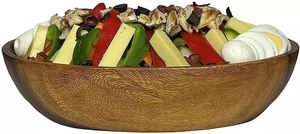 Cuenco de madera Natural con logotipo personalizado, utensilios de cocina de madera para ensalada, juego de cuencos con carcasa de coco - Product Image 3