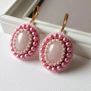 ต่างหูลูกปัดสไตล์โบฮีเมียนทันสมัยมีดีไซน์สีเทอร์ควอยส์และลูกปัดแก้วเรียงซ้อนเป็นของขวัญที่ไม่เหมือนใครจากงานฝีมือ - Product Image 1