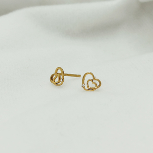 High Fashionable 18K <b>Gold</b> Filled <b>Heart</b> Pendant Stud <b>Earrings</b> New Trendy Ethnic Style with Zircon for Daily Partywear Engagement - Product Image 1