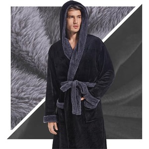 Albornoz de algodón 2025 negro 100%, ropa de dormir de felpa suave de alta calidad con bolsillos, estampado de Color sólido, aspecto bonito - Product Image 4