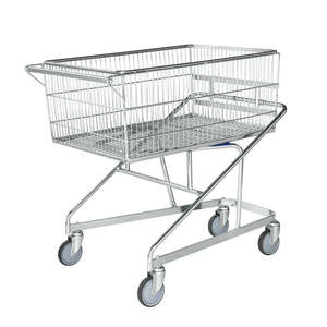 Chariot de courses tout usage étanche électro-galvanisé KM36720 en acier chromé et aluminium pour supermarché avec panier en maille - Product Image 1
