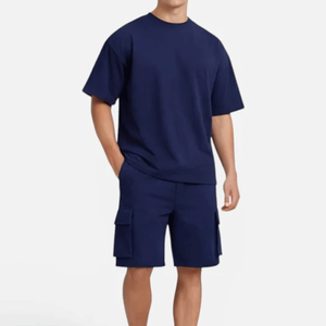 Conjunto de camiseta y pantalones cortos tipo cargo para hombre, informal, de verano, de secado rápido, transpirable, conjunto de 2 piezas de ropa informal para calle, unisex - Product Image 3