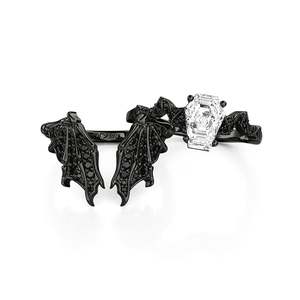 Ensemble de bagues de fiançailles Jeulia Gothic Black Bat Coffin Cut - Bijoux de mode - Product Image 4