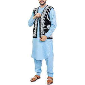 Top Selling Afghani Traditional Hand Made Golden Embroidered Waistcoat Traditional <b>Men's</b> Afghani <b>Vest</b> - Product Image 5
