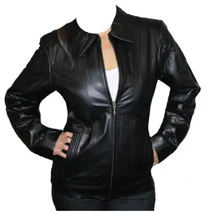 Nueva moda personalizada High Street Loose No Stand Neck Color Block PU Chaquetas de cuero de moda