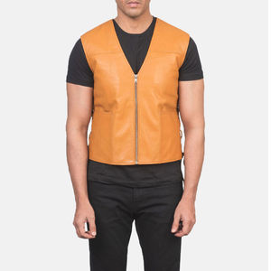 Gilet en cuir d'été à la mode pour hommes bonne qualité 100% cuir nouveau Design grande taille prix raisonnable service OEM - Product Image 4