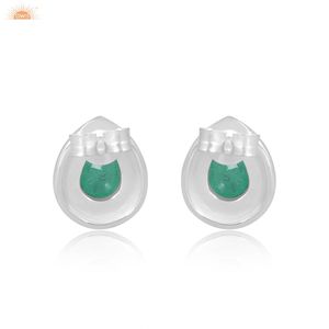 Hermoso doblete zambiano Esmeralda cuarzo piedra preciosa forma de pera diseñador hecho a mano mujeres pendientes boda pendientes para novia - Product Image 4