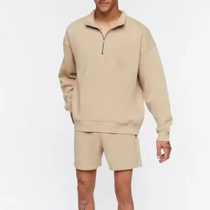 2025/2026 Custom <b>Men's</b> half Zipper Hoodie and Shorts Set <b>Men</b> Blank Two Piece Tracksuit Casual Streetwear Gym Fitness Sportswear - Product Image 2