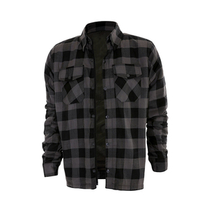 Chemise en flanelle pour hommes en gris foncé et noir avec chemise de protection pour la sécurité au travail et chemise en Kevlar pour hommes pour la protection - Product Image 1