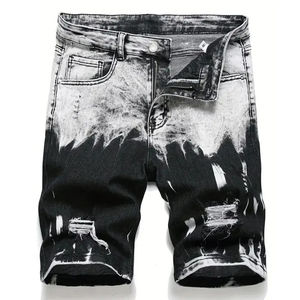 Shorts en jean légers pour homme, style streetwear, longueur genou, avec poches avant et arrière, service OEM, pour l'été et l'entraînement. - Product Image 1