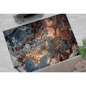 Alfombra Abstracta de Mármol: Gris, Dorado y Brillante - Decoración Moderna para el Hogar, Alfombra Impresa, con Pelo Suave - Product Image 1