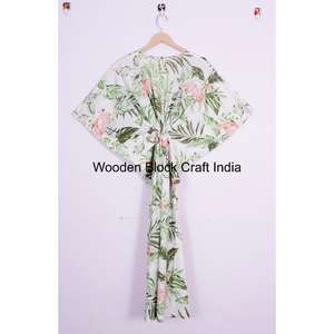 Caftán Largo Estampado Floral para Mujer, 100 % Algodón Puro, Vestido Caftán Sencillo, Tela de Algodón Puro para Todas las Temporadas - Product Image 5