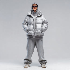 Veste matelassée en duvet pour homme, streetwear d'hiver, capuche, fermeture éclair, veste matelassée à bulles, veste matelassée chaude pour homme, veste matelassée d'hiver pour homme - Product Image 6