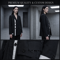 Veste décontractée respirante pour femme, automne, sur mesure OEM ODM, asymétrique, double boutonnage, bords bruts, déstructurée, fabrication privée