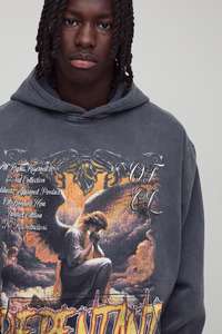 Automne hiver surdimensionné lavage à l'acide 420Gsm coton impression sweats à capuche hommes pull unisexe hommes sweats à capuche et sweat-shirts - Product Image 5