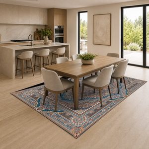 Tapis de salon multicolores neutres modernes vintage imprimés numériquement, lavables en machine, en chenille, antidérapants, vente en gros RUGS DEPOT LXDP-0927 - Product Image 4