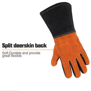 ถุงมืองานเชื่อมที่ทนทานถุงมือนิรภัยหนังทนความร้อนสำหรับงานก่อสร้างงานก่อสร้างงานโลหะใช้ในอุตสาหกรรม - Product Image 4