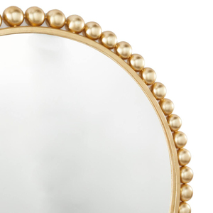 Miroir mural décoratif de luxe rond de conception moderne Miroir mural en métal doré avec perles Miroir décoratif mural - Product Image 3