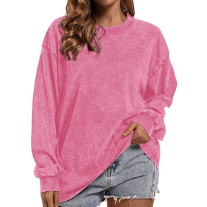 Top produit à la mode tissu extensible surdimensionné lavage à l'acide femmes sweats fabricant 100% coton sweats à capuche femmes sweat - Product Image 1