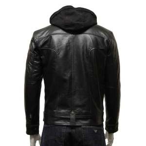 Veste en cuir noir d'hiver pour homme, style classique, coupe slim, mode streetwear, veste bomber, veste de motard d'hiver pour homme - Product Image 5