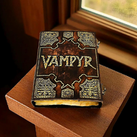 Carnet de notes gothique élégant en cuir véritable marron fait main, motif Vampyr Slayer, pour hommes et femmes, Halloween