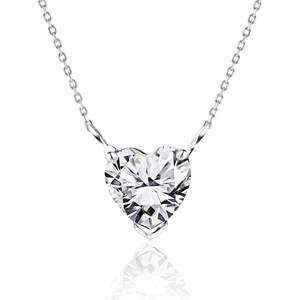 <b>Heart</b> Cut Moissanite Pendant <b>Necklace</b> in 18K White Gold Plating over <b>Silver</b> - Product Image 4