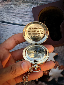 Antique Brass <b>Compass</b> with Wooden Case for Hiking Camping Home Decor and Gifts Features Aluminum Dial Display with Pointer - Product Image 3