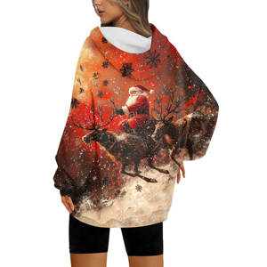 Sudaderas navideñas informales para mujer, Jersey ligero de manga larga de Color sólido, sudaderas holgadas con sublimación 3D y bolsillo - Product Image 4