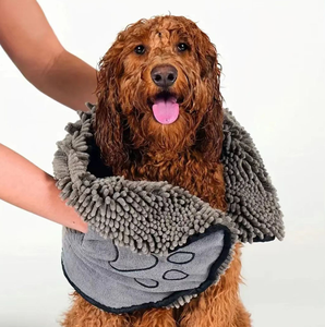 Serviette de bain pour animaux de compagnie en chenille super absorbante, séchage rapide, douce, rectangulaire, serviette de nettoyage pour chien, style classique - Product Image 2
