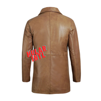 Veste en cuir de motard long personnalisé pour hommes Veste en cuir marron pour hommes