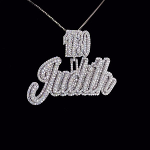 Pendentif personnalisé en moissanite glacée avec nom, pendentif en moissanite VVS avec lettre, argent 925 plaqué or, bijoux hip hop - Product Image 3