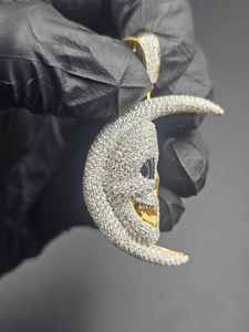 Colgante de Moissanita con Diseño de Calavera en la Luna, Estilo Hip Hop, Formas Únicas, Plata de Ley 925, Joyería Fina, Colgantes y Dijes - Product Image 3