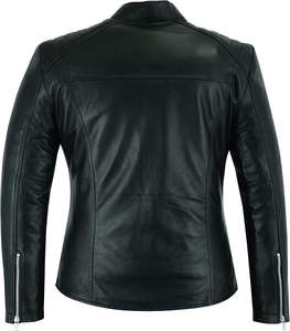 เสื้อแจ็คเก็ตหนังลำลองสำหรับผู้หญิงหนังแกะสัมผัสนุ่มหนังแท้เสื้อโค้ทสไตล์นักขี่มอเตอร์ไซค์หนังแท้สีดำหนังแท้ - Product Image 4