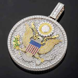 Plata de Ley 925, 20 quilates, 3 pulgadas, diseño único para hombre, Moissanite de corte redondo, colgante helado, chapado en oro, estilo bonito para fiesta - Product Image 4