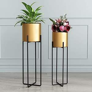 Modern Metal Decorative Floor <b>Standing</b> Flower <b>Pot</b> Indoor Outdoor <b>Plant</b> Stand With <b>Pot</b> for Home Living Room Office Bedroombalcony - Product Image 5