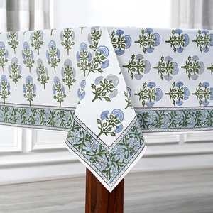 Mantel estampado de bloque de mano algodón indio Rectangular Boho Coastal Farmhouse comedor decoración para el hogar cocina boda - Product Image 3