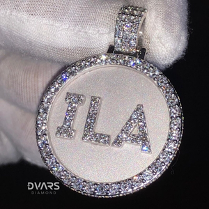 Colgante Circular con Diamantes Moissanite Cultivados en Laboratorio VVS1, Chapado en Oro sobre Plata de Ley 925, Estilo Hip Hop, Unisex - Product Image 1