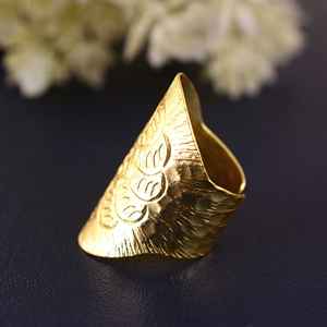 Ajustable Estilo Vintage Acero Inoxidable 18K Chapado en Oro Tallado Flor Diseño Anillos de Moda - Product Image 3